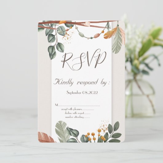 Chique Boho RSVP Uitnodiging (Staand voorkant)