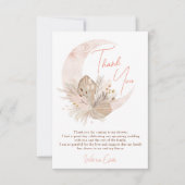 Chique boho rusticale pampas bloemachtige maan bru bedankkaart (Voorkant)