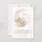 Chique boho rustieke pampas bloemenkroon maan brui bedankkaart (Voorkant)