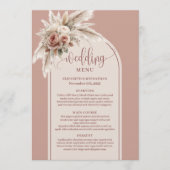 Chique Boho Stof Roze Pampas Bloemachtig Trouwmenu Menu (Voorkant)