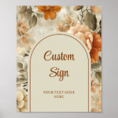 Chique Boho Terra Cotta Beige Olijfgroen Bloemstuk Poster (Voorkant)