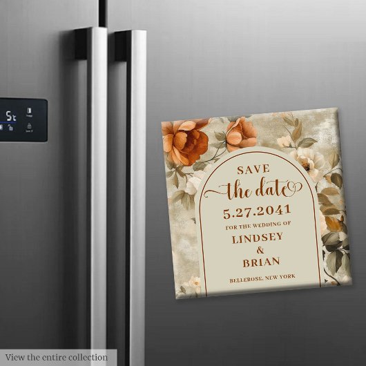 Chique Boho Terracotta Beige Salie Bloemige Save D Magneet