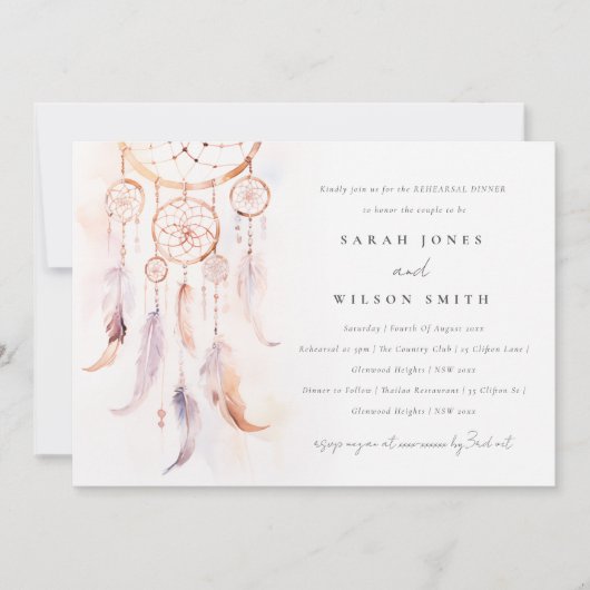 Chique Boho Veer Droomvanger Proefdinermaal Kaart (Voorkant)