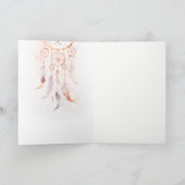 Chique Boho Veer Droomvanger Waterverf Trouwfeest Bedankkaart (Binnen)