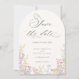 Chique Boho veldbloemen Huwelijk Opslaan de Datum Kaart