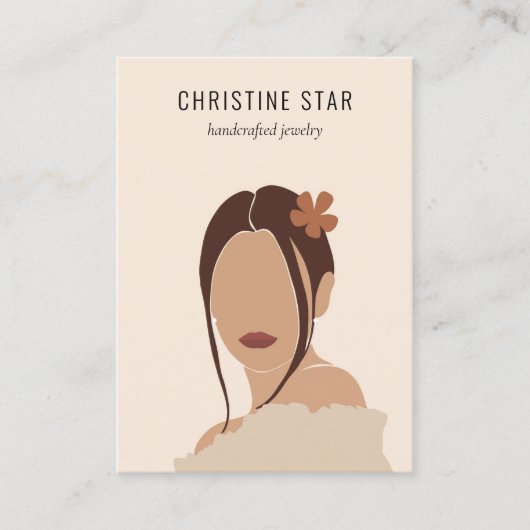 Chique Boho Vrouw Silhouet Oorbellen Displaykaart Visitekaartje (Voorkant)