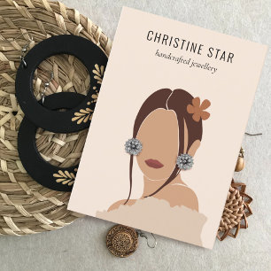 Chique Boho Vrouw Silhouet Oorbellen Displaykaart Visitekaartje