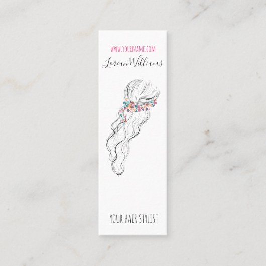 Chique boho wilde bloem bruidskapsel stylist bloem mini visitekaartje (Voorkant)