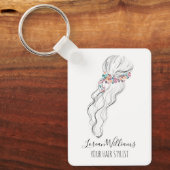 Chique boho wilde bloem Bruiloft Haarstylist QR Sleutelhanger (Voorkant)