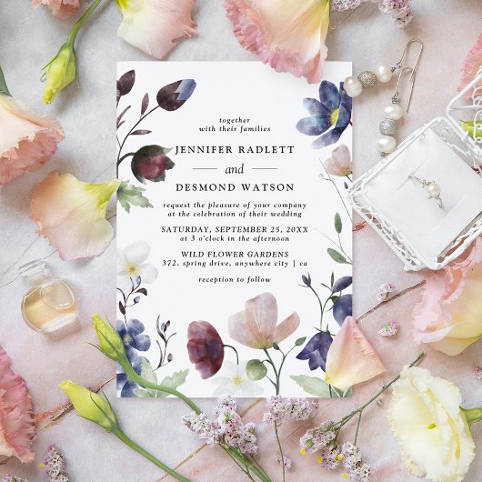 Chique Boho Wilde Bloem Bruiloft Kaart