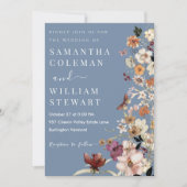 Chique Boho Wilde Bloem Rustieke Periwinkle Bruilo Kaart (Voorkant)