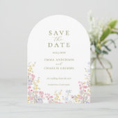 Chique Boho wilde bloemen Huwelijk Bewaar de Datum Kaart (Staand voorkant)