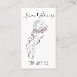 Chique boho wildflower bruiloft haar stylist QR Visitekaartje