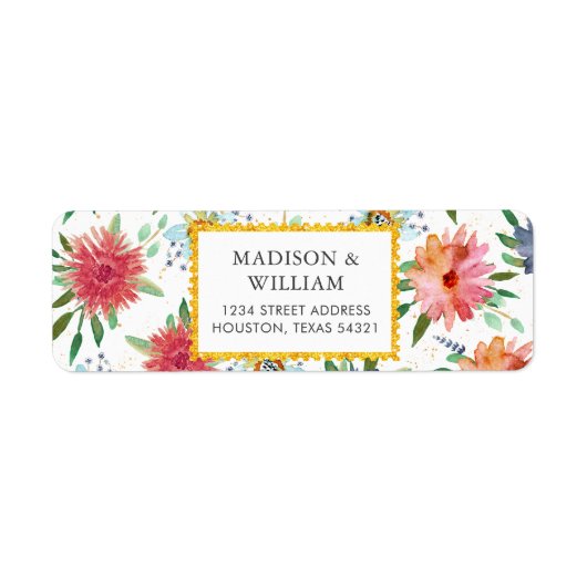 Chique Boho Wildflower Bruiloft RSVP Retouradres Etiket (Voorkant)