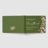 Chique Boho Wildflower Rustiek Mos Groen Bruiloft Gastenboek (Volledig)