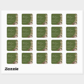 Chique Boho Wildflower Rustiek Mos Groen Bruiloft Vierkante Sticker (Vel)