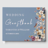 Chique Boho Wildflower rustieke Periwinkle bruilof Gastenboek (Voorkant)