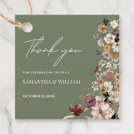 Chique Boho Wildflower Rustieke Sage Groene Bruilo Bedankjes Labels