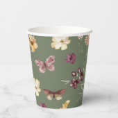 Chique Boho Wildflower Rustieke Sage Groene Bruilo Papieren Bekers (Achterkant)