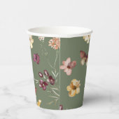 Chique Boho Wildflower Rustieke Sage Groene Bruilo Papieren Bekers (Rechts)