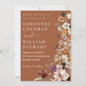 Chique Boho Wildflower rustieke terracotta bruilof Kaart (Voorkant)