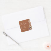 Chique Boho Wildflower rustieke terracotta bruilof Vierkante Sticker (Envelop)