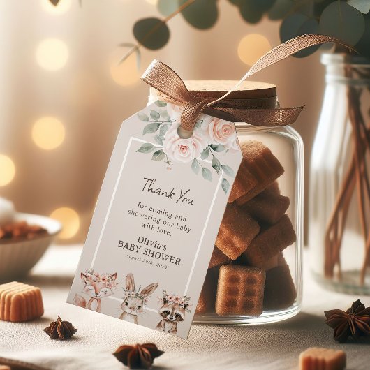 Chique Boho Woodland Dieren Baby Douche Cadeaulabel