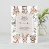 Chique Boho Woodland Dieren Baby Douche Kaart (Staand voorkant)