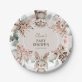 Chique Boho Woodland Dieren Baby Douche Papieren Bordje (Voorkant)