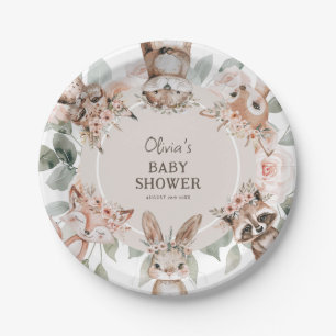 Chique Boho Woodland Dieren Baby Douche Papieren Bordje