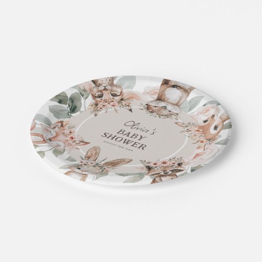 Chique Boho Woodland Dieren Baby Douche Papieren Bordje (Gekanteld)