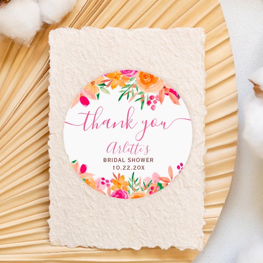 Chique Bold herfst bloemenwaterverf vrijgezellenfe Ronde Sticker