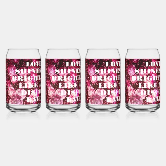 Chique Bold Roze Glitter Retro Disco Ballen Bruilo Blikvorm Glas (Achterkant)