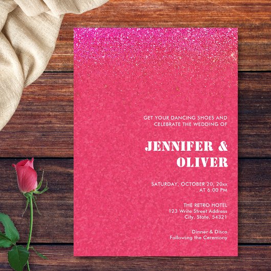 Chique Bold Roze Glitter Retro Disco Ballen Bruilo Kaart