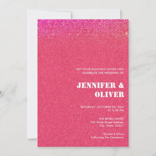 Chique Bold Roze Glitter Retro Disco Ballen Bruilo Kaart (Achterkant)