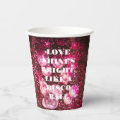 Chique Bold Roze Glitter Retro Disco Ballen Bruilo Papieren Bekers (Voorkant)