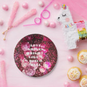 Chique Bold Roze Glitter Retro Disco Ballen Bruilo Papieren Bordje (Feest)