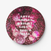 Chique Bold Roze Glitter Retro Disco Ballen Bruilo Papieren Bordje (Voorkant)