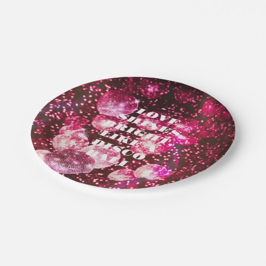 Chique Bold Roze Glitter Retro Disco Ballen Bruilo Papieren Bordje (Gekanteld)
