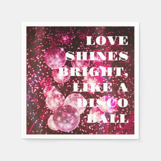 Chique Bold Roze Glitter Retro Disco Ballen Bruilo Servet (Voorkant)