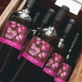 Chique Bold Roze Glitter Retro Disco Ballen Bruilo Wijn Etiket