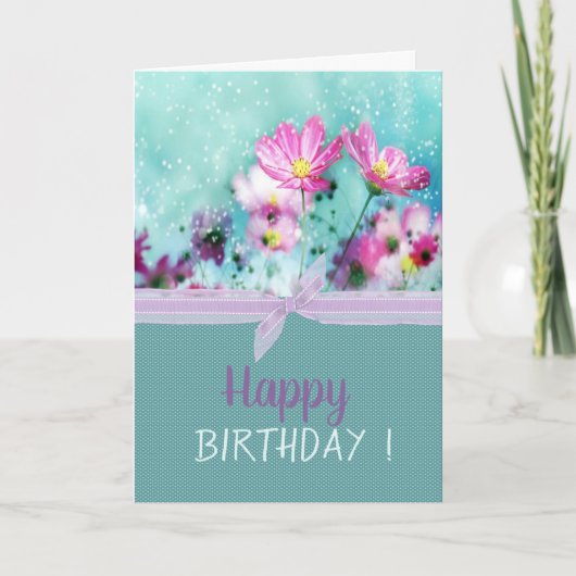 Chique boog bloemen weide verjaardag kaart (Voorkant)