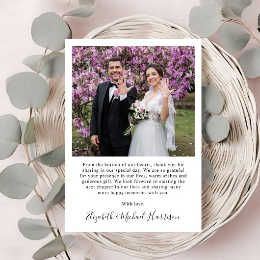 Chique boog foto bruiloft bedankkaart