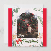 Chique boog foto typografie vrolijk kerstfeest feestdagenkaart (Voorkant)