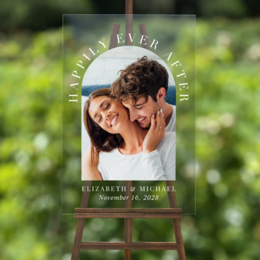 Chique boog foto wit bruiloft welkom acryl bord