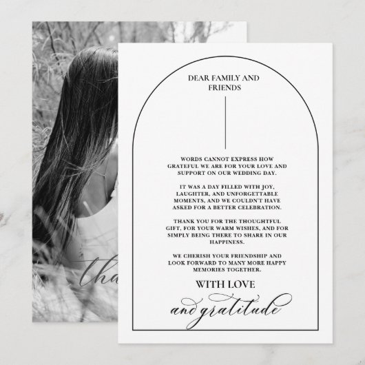 Chique boog modern stijlvol elegant bedankkaart (Voorkant / Achterkant)