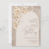 Chique boog neutrale wilde bloemen ivoor bruin huw kaart (Voorkant)
