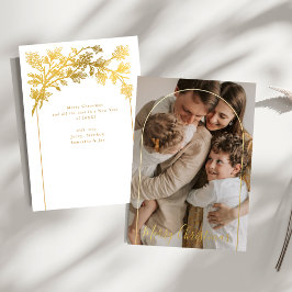 Chique boogfoto Elegante scriptie Prettig kerstfee Folie Feestdagenkaart
