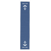 Chique Boot Anchor & Uw Boot Naam Marine Blauw Medium Tafelloper (Voorkant)