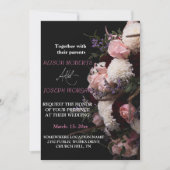 Chique bordeaux bloemenbruiloft uitnodiging (Voorkant)